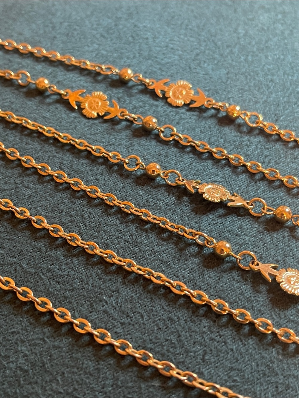 Vintage 51” Gold Tone Anchor & Floral Motif Medallion Accented Chain Necklace - Picture 3 of 6